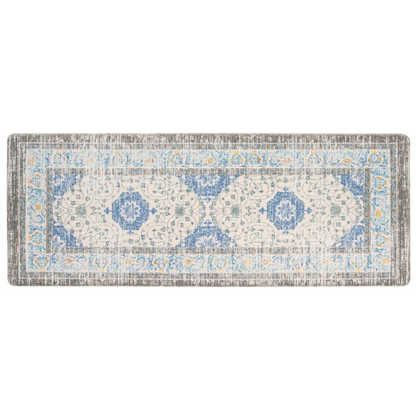World Rug Gallery Antifatigue Mat, 47 in L x 18 in W, 0.47 in Thickness, Traditional, Blue - 999BLUE18X47
