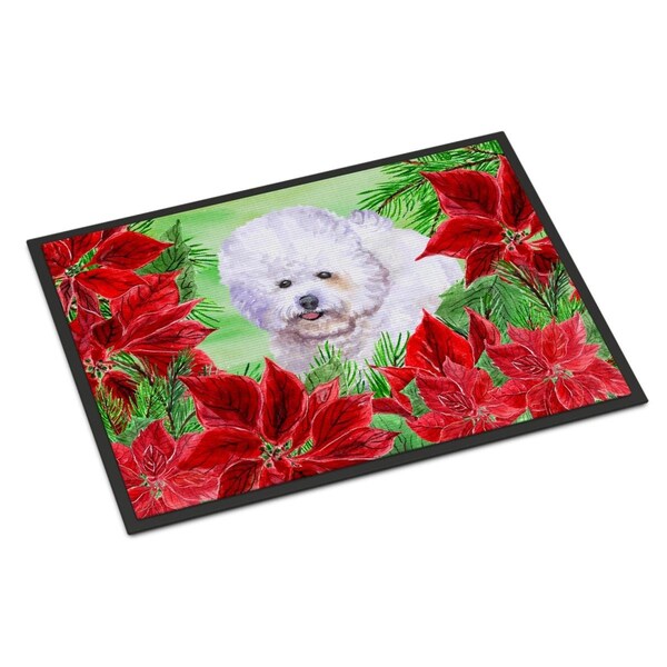 Carolines Treasures Bichon Frise Poinsettas Indoor or Outdoor Mat, 24 x 36 in. - CK1297JMAT