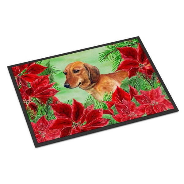 Carolines Treasures Dachshund Poinsettas Indoor or Outdoor Mat, 24 x 36 in. - CK1300JMAT