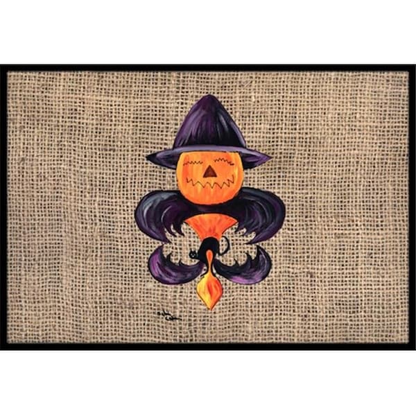 Carolines Treasures Carolines Treasures 8748MAT 18 x 27 in. Halloween Pumpkin Bat Fleur De Lis Indoor & Outdoor Doormat - 8748MAT