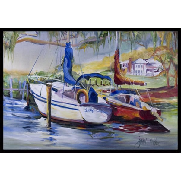 Carolines Treasures Lucky Dream Sailboat Indoor and Outdoor Mat- 18 x 27 in. - JMK1053MAT