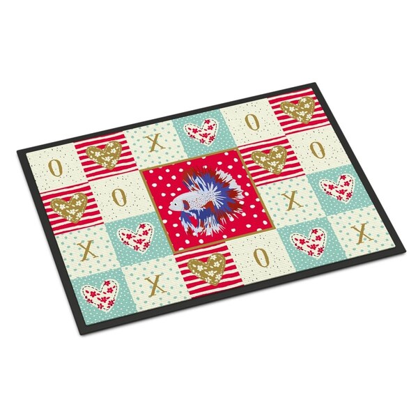 Carolines Treasures 24 x 36 in. Comb Tail Betta Love Indoor or Outdoor Mat - CK5483JMAT