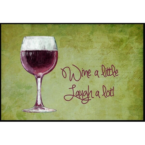 Carolines Treasures Wine a little laugh a lot Indoor or Outdoor Mat - SB3067JMAT