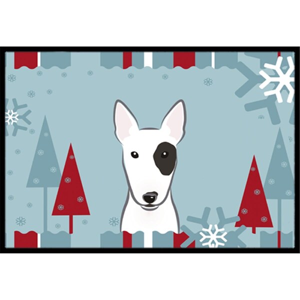 Jensendistributionservices Winter Holiday Bull Terrier Indoor & Outdoor Mat, 18 x 27 in. - MI2556730