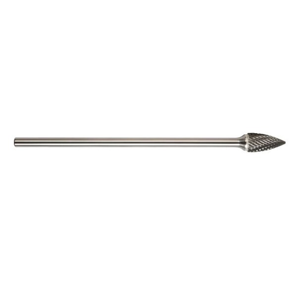 Magnum Carbide Burr, Extra Long Shank, Series 7000GX, Pointed, 14 Head Dia, 12 Length of Cut, 6 Overa - 7GX116DC