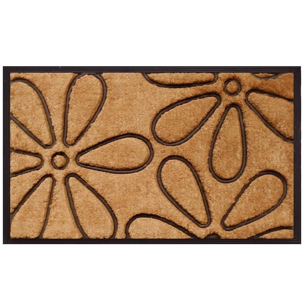 Configuracion 18 x 30 in. Flowers Rectangular Doormat Natural & Black - CO3360060