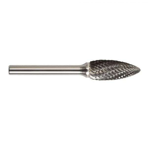 Magnum Carbide Burr, Series 7000H, 316 Head Dia, 38 Length of Cut, Flame Shape SH Head Shape, Double - 70H053DC