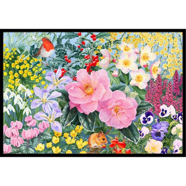 Jensendistributionservices Winter Floral by Anne Searle Indoor or Outdoor Mat, 18 x 27 - MI2557619