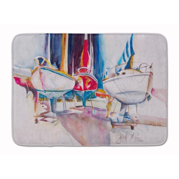 Carolines Treasures Sailboats in Dry Dock Machine Washable Memory Foam Mat - JMK1039RUG