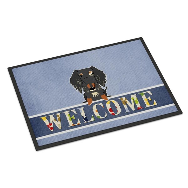 Carolines Treasures 18 x 27 in. Wire Haired Dachshund Dapple Welcome Indoor or Outdoor Mat - BB5709MAT