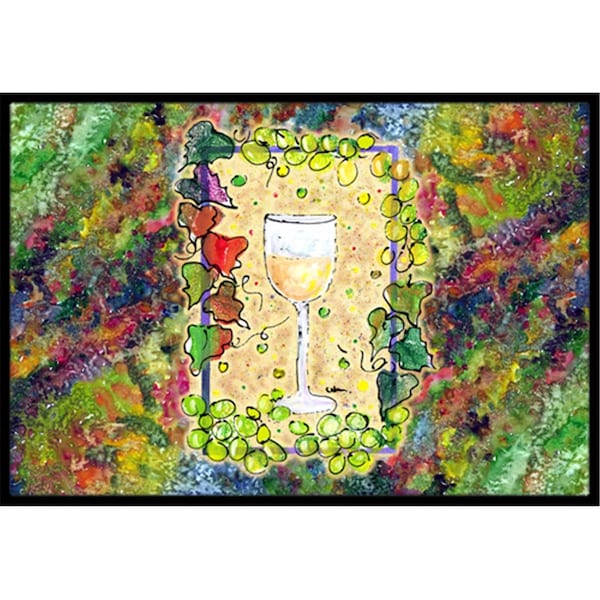 Jensendistributionservices 18 x 27 in. White Wine Glass And Grapes Indoor Or Outdoor Mat - MI2554017
