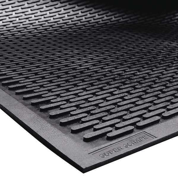 Partners Brand Scraper Entry Mat, 0.38" Thick, Black, 3 ft W x 5 ft L - MAT140
