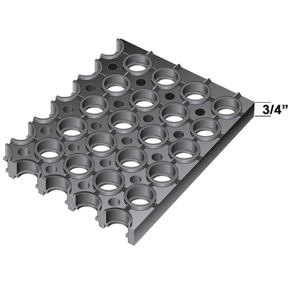 Rhino Mats Tuff Flex Drainage Mat, Rubber, Drainage Holes, 3 ft W x 5 ft L, Black - TF-3660B