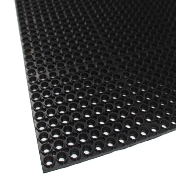 Rhino Mats Tuff Flex Drainage Mat, Rubber, Drainage Holes, 3 ft W x 5 ft L, Black - TF-3660B