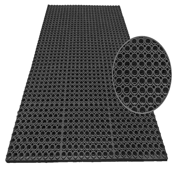 Rhino Mats Tuff Flex Drainage Mat, Rubber, Drainage Holes, 3 ft W x 5 ft L, Black - TF-3660B