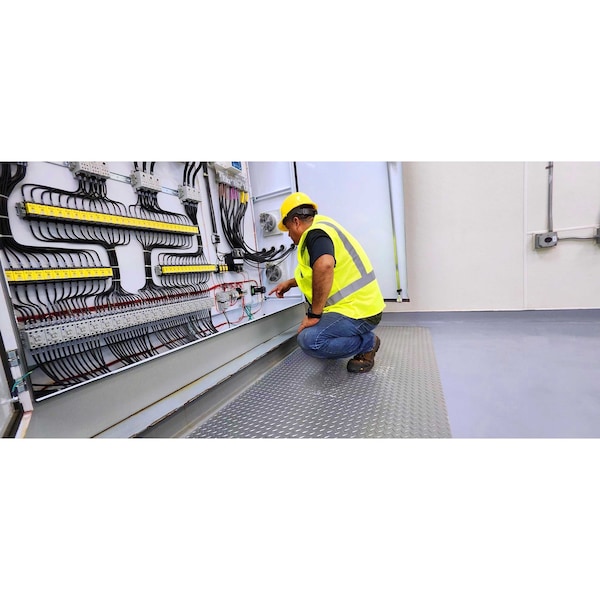 Rhino Mats Gray ASTM Switchboard Mats, 3/16" Thick, Diamond, Rubber - SB336DX5G
