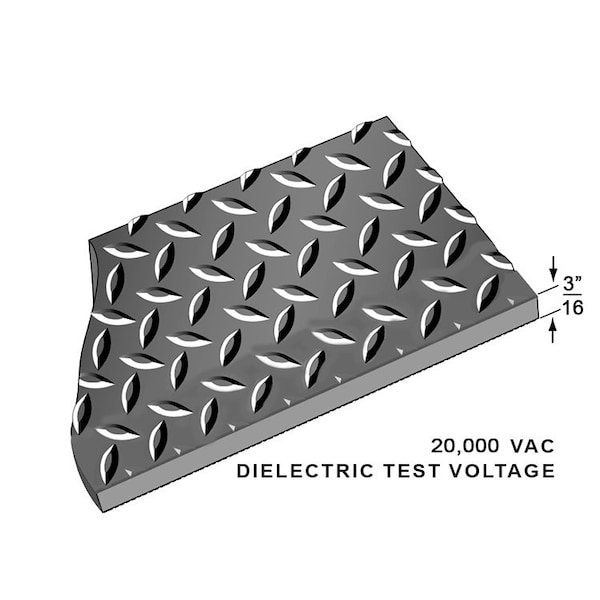 Rhino Mats Gray ASTM Switchboard Mats, 3/16" Thick, Diamond, Rubber - SB336DX5G