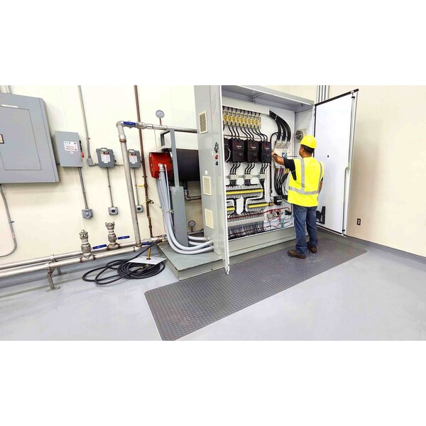 Rhino Mats Gray ASTM Switchboard Mats, 3/16" Thick, Diamond, Rubber - SB336DX5G
