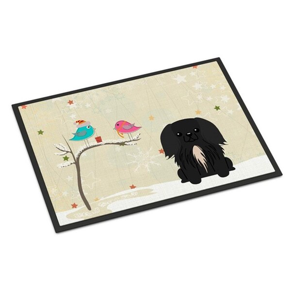 Micasa Christmas Presents Between Friends Pekingnese Black Indoor or Outdoor Mat24 x 0.25 x 36 in. - MI888439