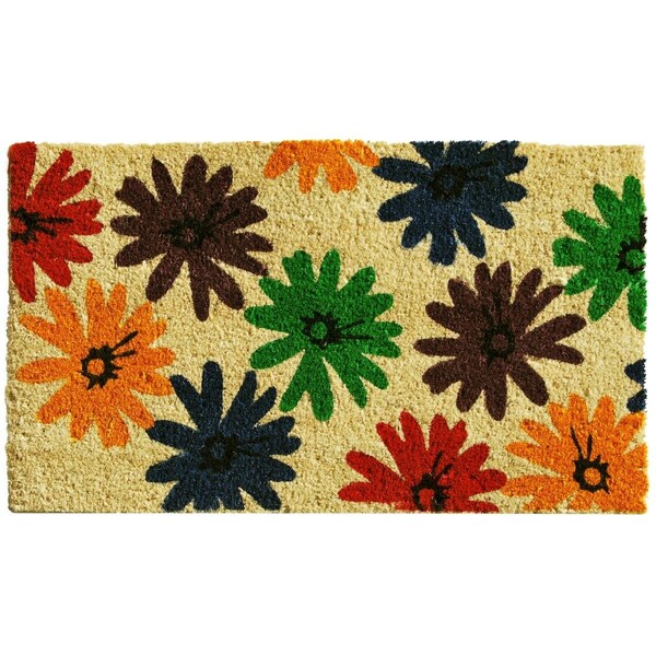 Configuracion 17 x 29 in. Colorful Daisies Rectangular Doormat Multi Color - CO2830949