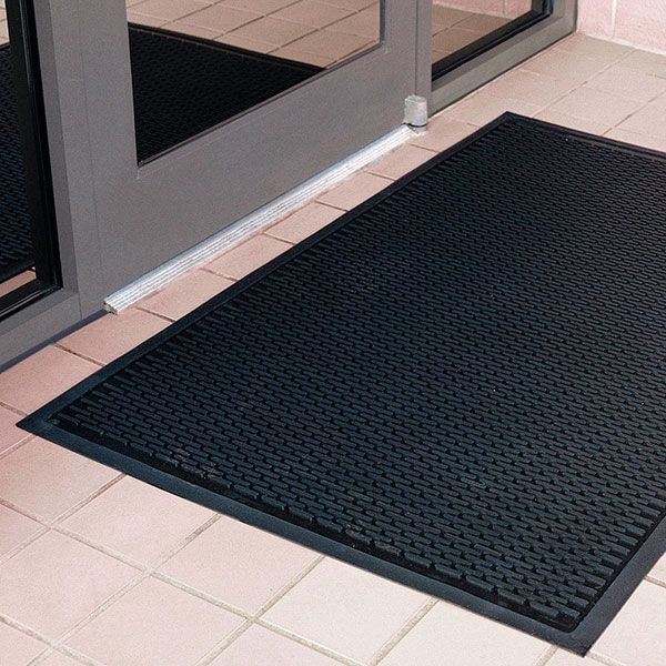 Notrax Entrance Mat, Rubber, 5/32 in Thick, Black, 4 ft W x 6 ft L - 340S0046BL