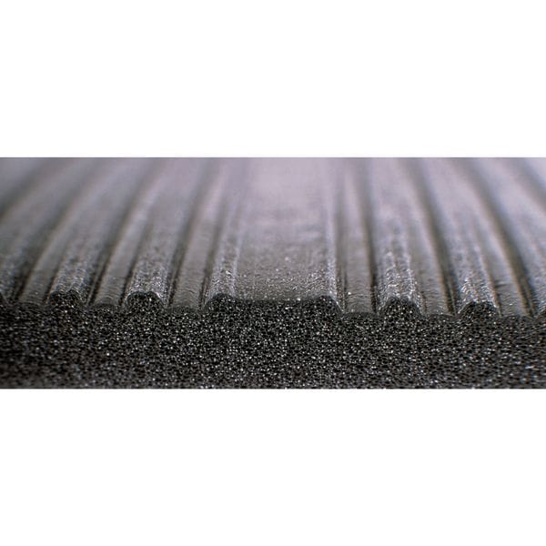 Notrax Antifatigue Mat, 12 ft. L x 3 ft. W, 5/8" Thickness, Closed Cell PVC Foam, Corrugated, Black - 410S5312BL