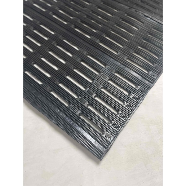 Rhino Mats TRAKTOR Drainage Runner Mat, Rubber, Drainage Holes, 3 ft W x 20 ft L, Black - TK-320B