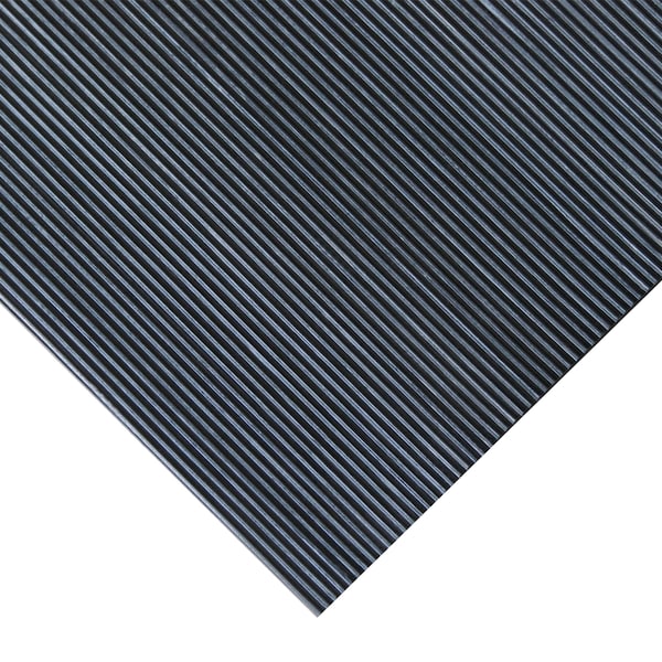 Rubber-Cal Fine-Rib Corrugated Rubber Floor Mats, 1/8 in thick, Black - 03-167-FR-P