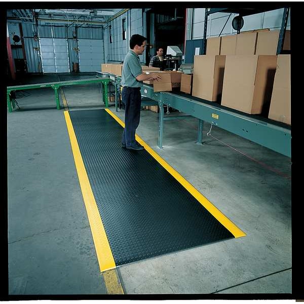 Notrax Antifatigue Mat, 60 ft. L x 2 ft. W, 1/2" Thickness, Closed Cell PVC Foam, Bubble, Black/Yellow - 417R0024BY