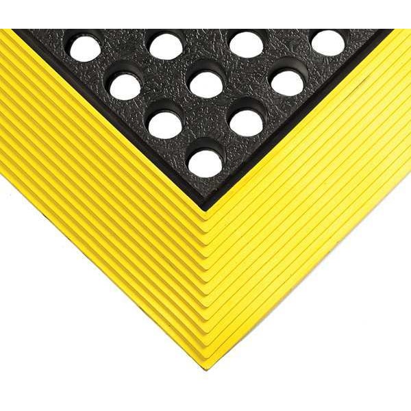 Wearwell Drainage Mat, Nitrile, Smooth, 2 ft. W x 3 ft. L, Black with Yellow Border - 476