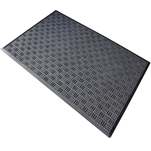 Rhino Mats Crosshatch Entrance Mat, Polypropylene/Rubber, 3/8" in Thick, Charcoal, 2 ft W x 3 ft L - CROSS-2436CH
