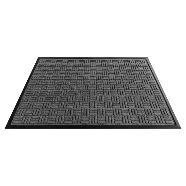 Rhino Mats Crosshatch Entrance Mat, Polypropylene/Rubber, 3/8" in Thick, Charcoal, 2 ft W x 3 ft L - CROSS-2436CH