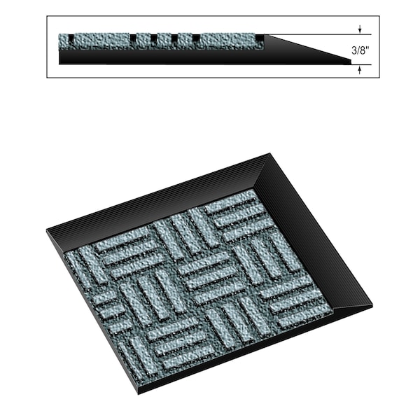 Rhino Mats Crosshatch Entrance Mat, Polypropylene/Rubber, 3/8" in Thick, Charcoal, 2 ft W x 3 ft L - CROSS-2436CH
