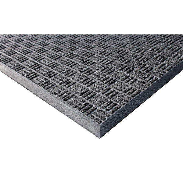 Rhino Mats Crosshatch Entrance Mat, Polypropylene/Rubber, 3/8" in Thick, Charcoal, 2 ft W x 3 ft L - CROSS-2436CH