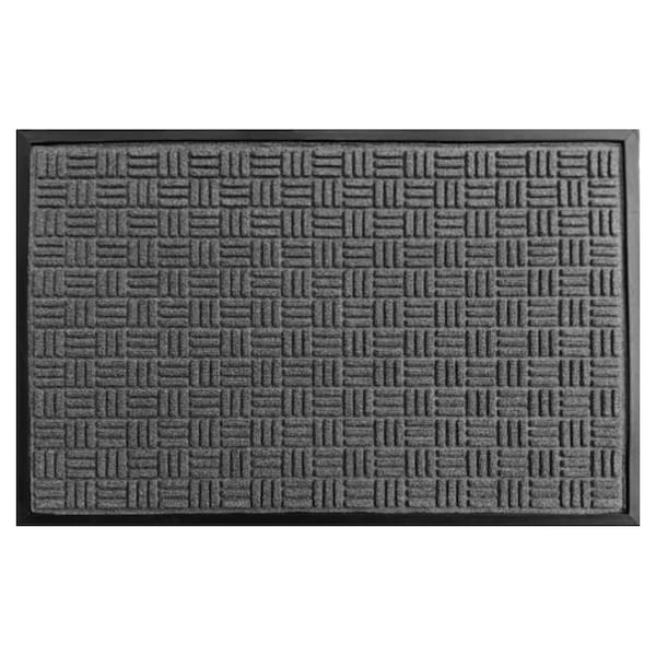 Rhino Mats Crosshatch Entrance Mat, Polypropylene/Rubber, 3/8" in Thick, Charcoal, 2 ft W x 3 ft L - CROSS-2436CH