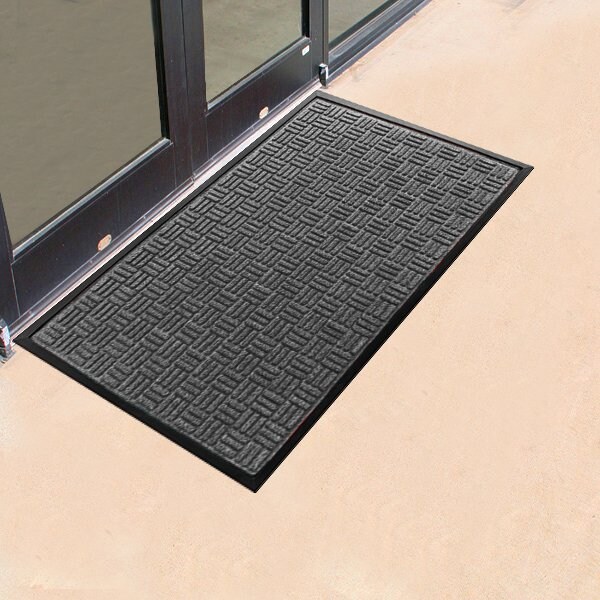Rhino Mats Crosshatch Entrance Mat, Polypropylene/Rubber, 3/8" in Thick, Charcoal, 2 ft W x 3 ft L - CROSS-2436CH