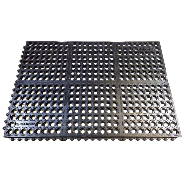 Rhino Mats K-Series Drainage Mat, Rubber, Drainage Holes, 2 ft W x 3 ft L, Black - K2-2436B