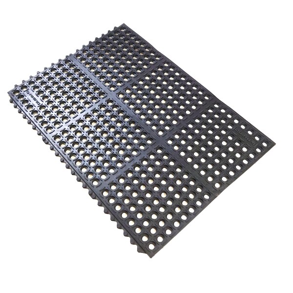 Rhino Mats K-Series Drainage Mat, Rubber, Drainage Holes, 2 ft W x 3 ft L, Black - K2-2436B
