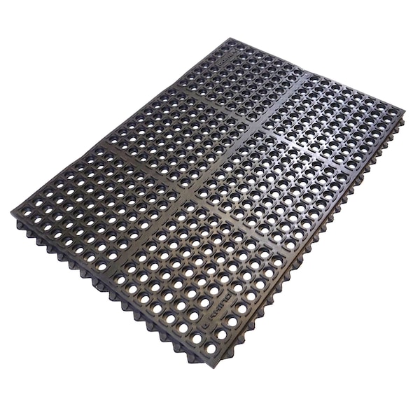 Rhino Mats K-Series Drainage Mat, Rubber, Drainage Holes, 2 ft W x 3 ft L, Black - K2-2436B