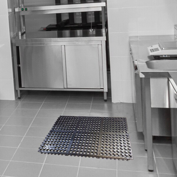 Rhino Mats K-Series Drainage Mat, Rubber, Drainage Holes, 2 ft W x 3 ft L, Black - K2-2436B