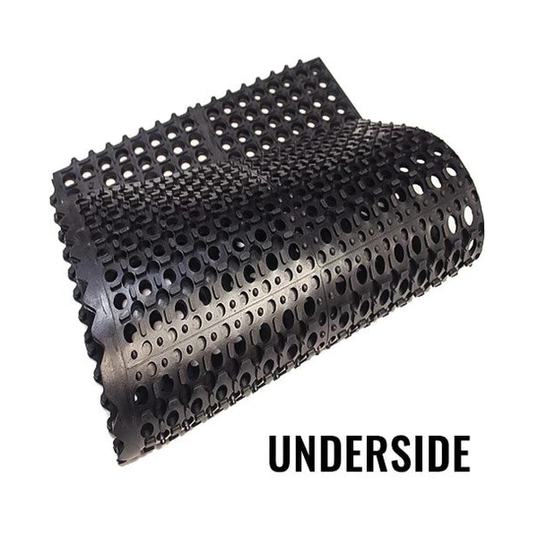 Rhino Mats K-Series Drainage Mat, Rubber, Drainage Holes, 2 ft W x 3 ft L, Black - K2-2436B