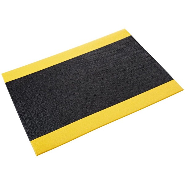 Crown Matting Technologies Antifatigue Mat, 60' L x 3' W, 3/8" Thickness, PVC Foam, Black/Yellow - SER3836BP