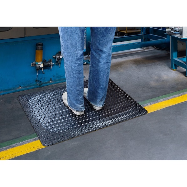 Rhino Mats Black Dual Purpose Anti-Fatique Mats, 5/8" Thick, Diamond, Rubber - DP-36DX75