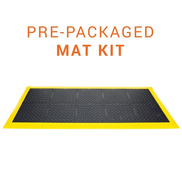 Safe-Flex Antifatigue Mat, 44 inch L x 98 inch W, Black Tiles / Yellow Border - AM1BZ3