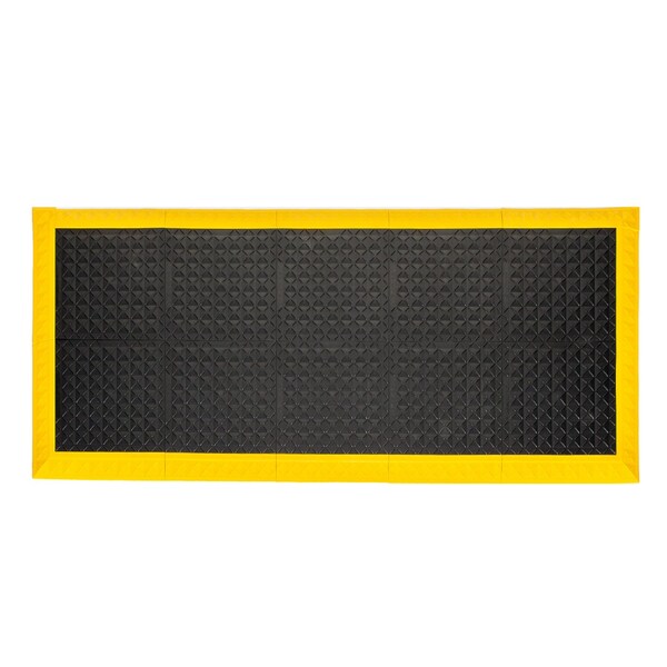 Safe-Flex Antifatigue Mat, 44 inch L x 98 inch W, Black Tiles / Yellow Border - AM1BZ3