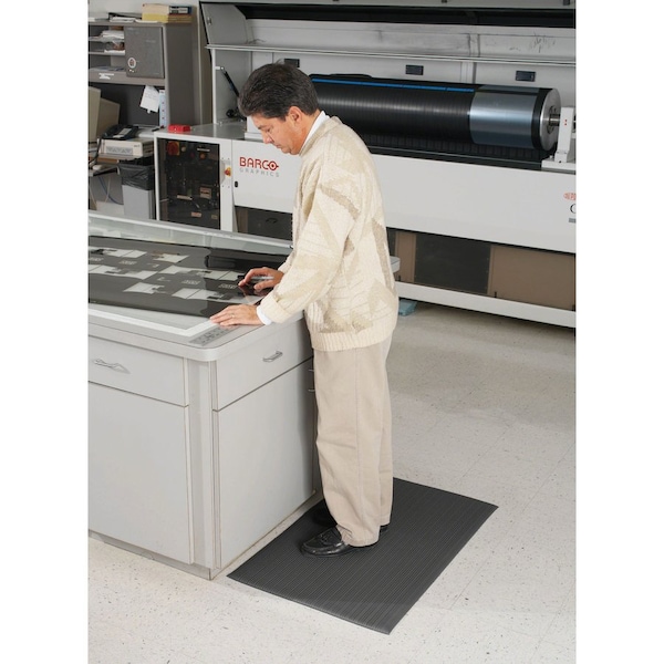 Millennium Mat Co Antifatigue Mat, 5 ft L x 3 ft W, .37 in Thickness, Black - MLL24030502