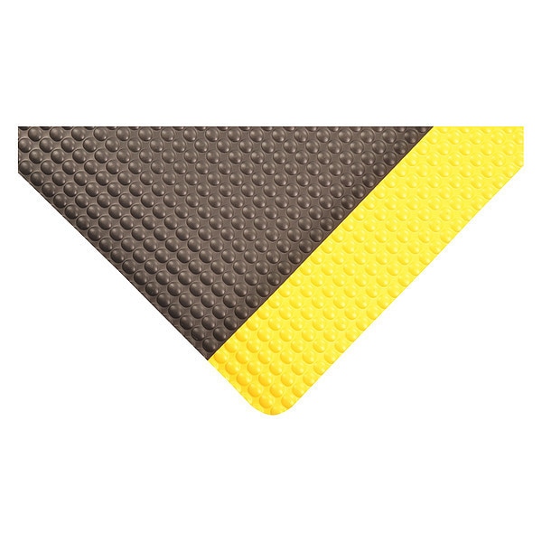 Notrax Antifatigue Mat, 3 ft. L x 2 ft. W, 1/2" Thickness, Vinyl, Bubble Top, Black/Yellow - 482S0023YB
