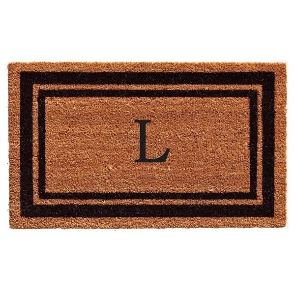 Configuracion 24 x 36 in. Black Border Monogram Rectangular Doormat, Natural - Letter L - CO3287595