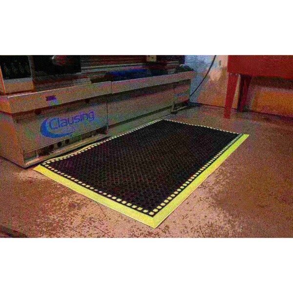 Durable Corp 40" X 52" Black W/High-Viz Yellow Border Anti-Fatigue Mat - 870S4052BKHV