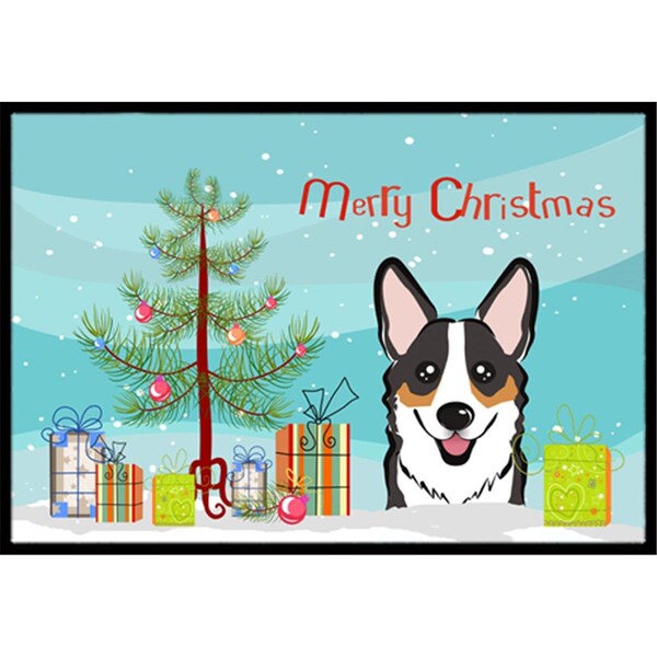 Carolines Treasures Christmas Tree & Tricolor Corgi Indoor or Outdoor Mat, 18 x 27 - CA78611
